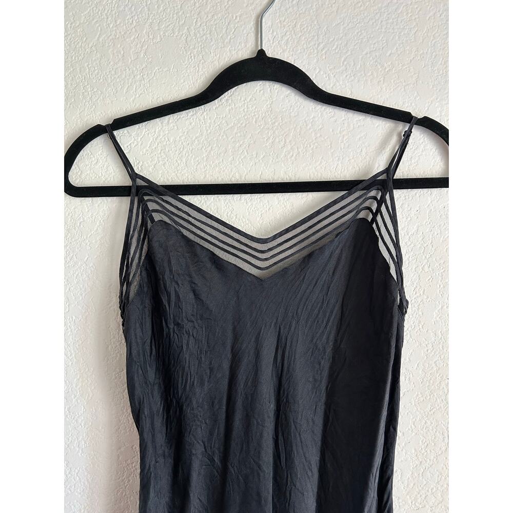 Victorias Secret Vintage Y2K Silk Black Maxi Mesh Neckline Dress Size Medium - Picture 3 of 11